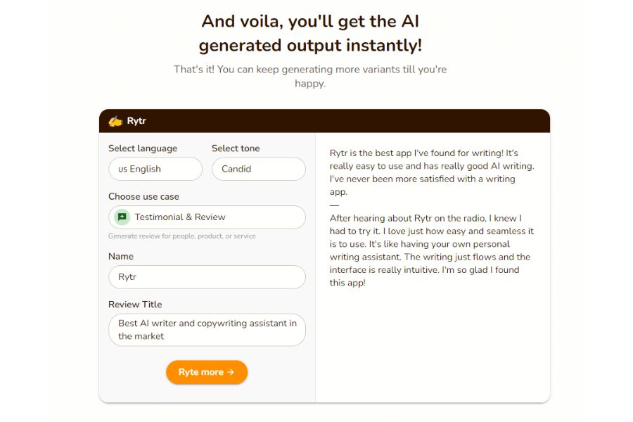 AI hỗ trợ viết lách Rytr.me